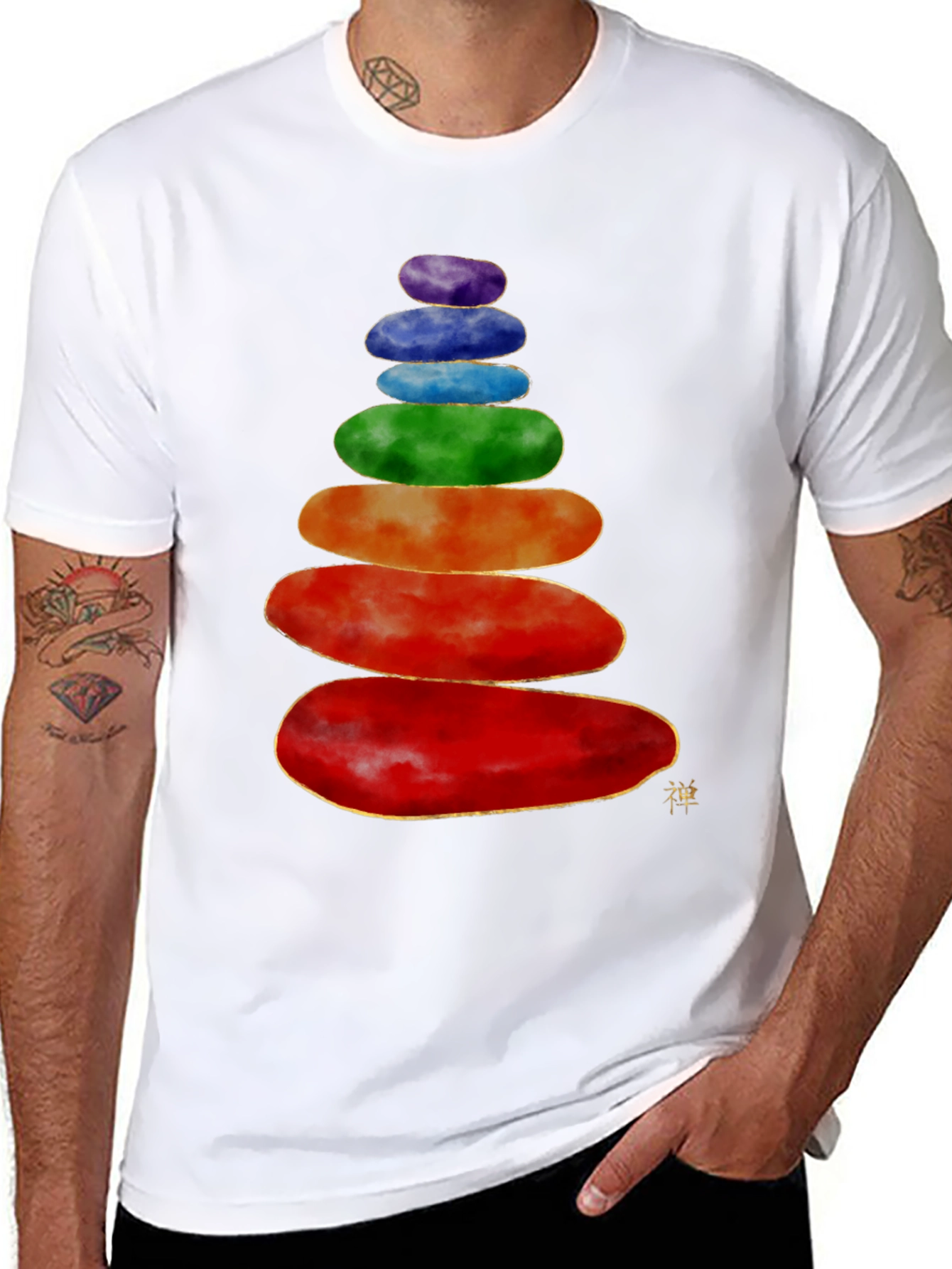 Stacked Stones T-Shirt - Zen Balance Design