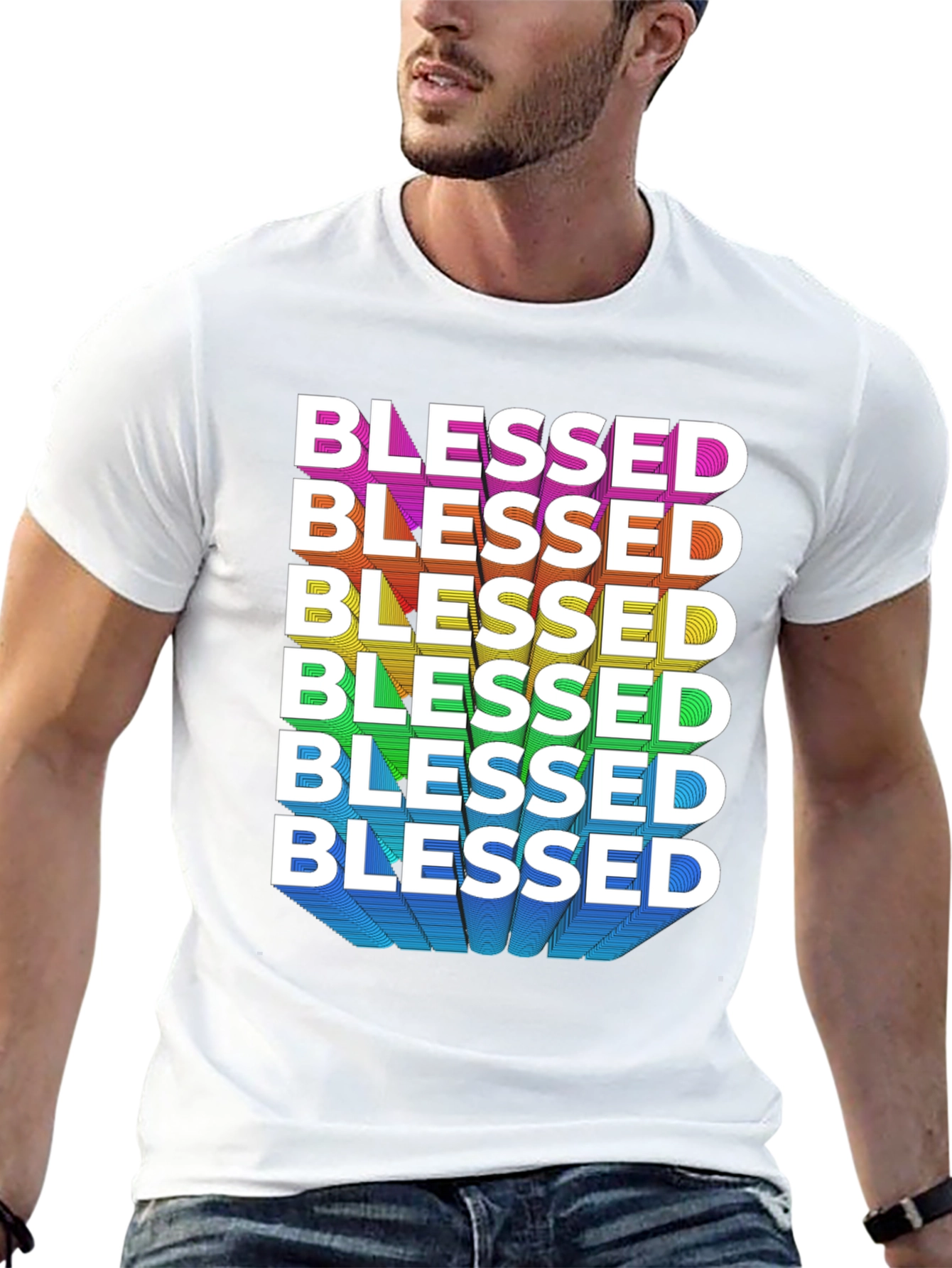 Blessed Rainbow Graphic Tee - Black