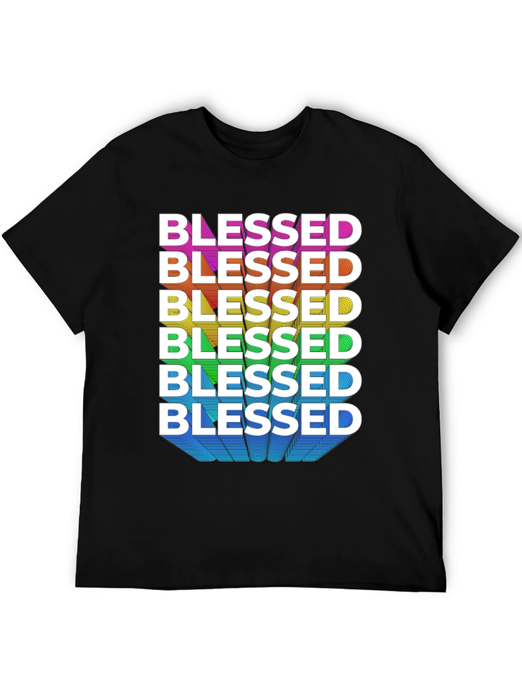 Blessed Rainbow Graphic Tee - Black