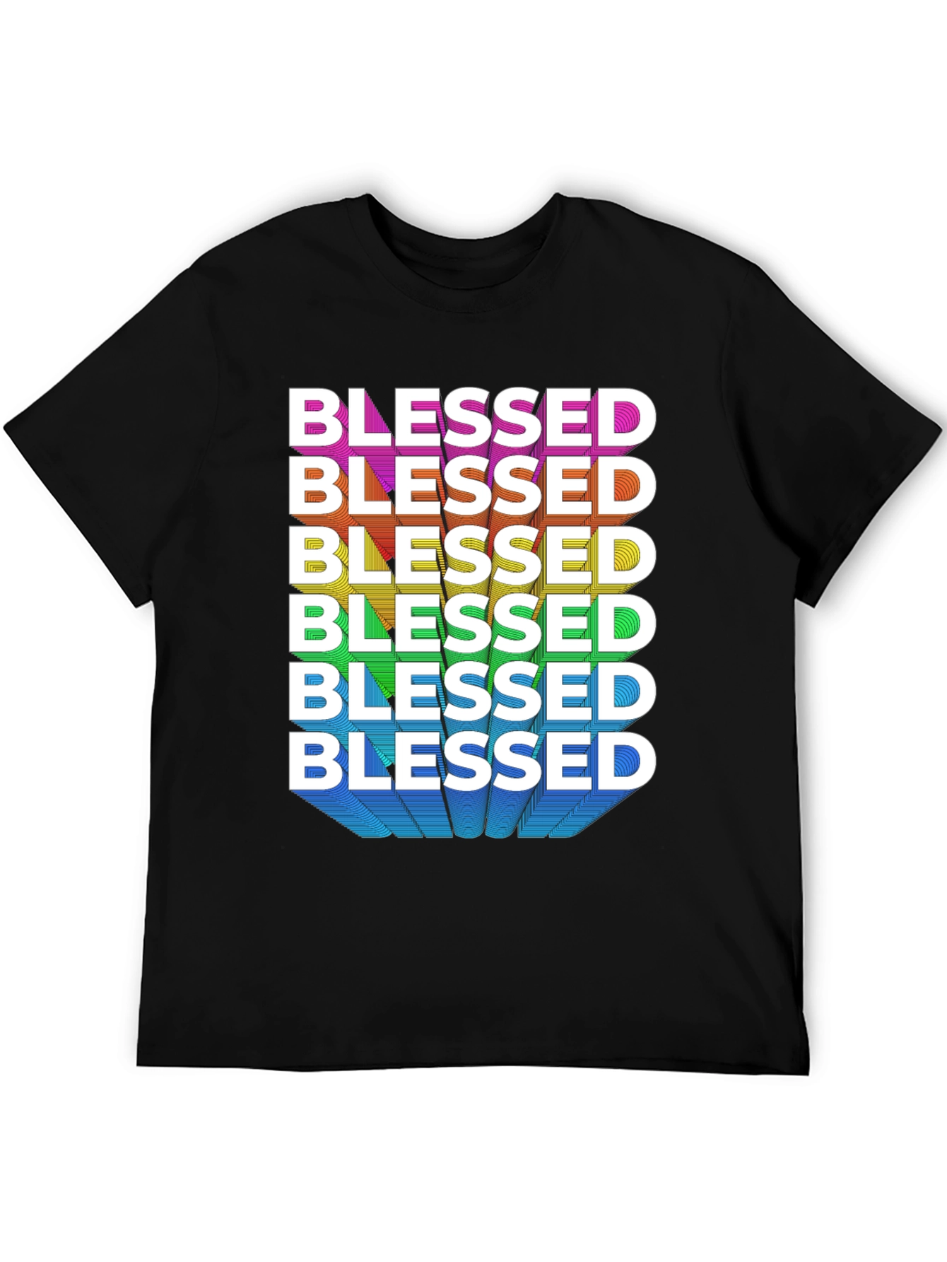Blessed Rainbow Graphic Tee - Black