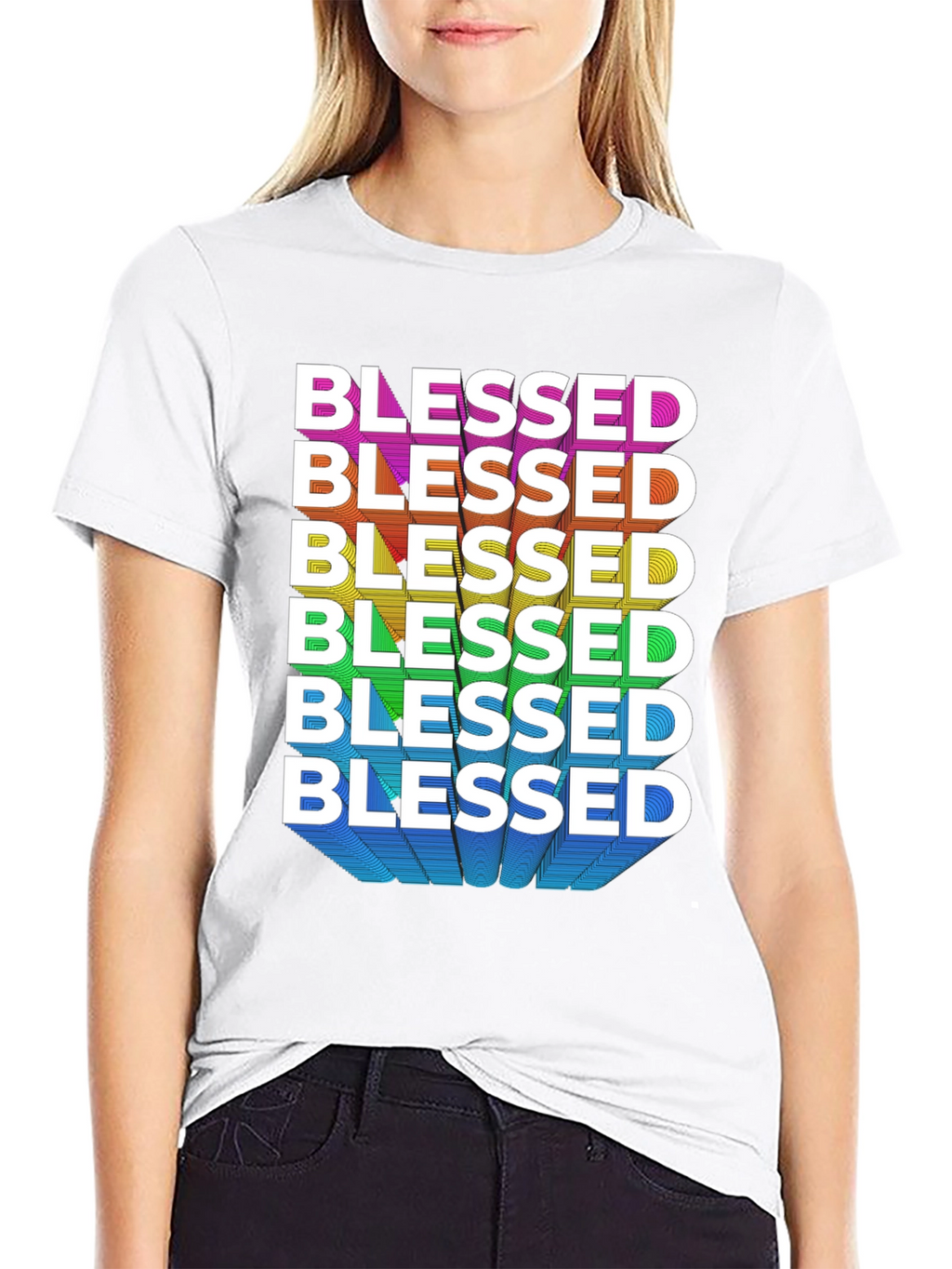 Blessed Rainbow Graphic Tee - Black