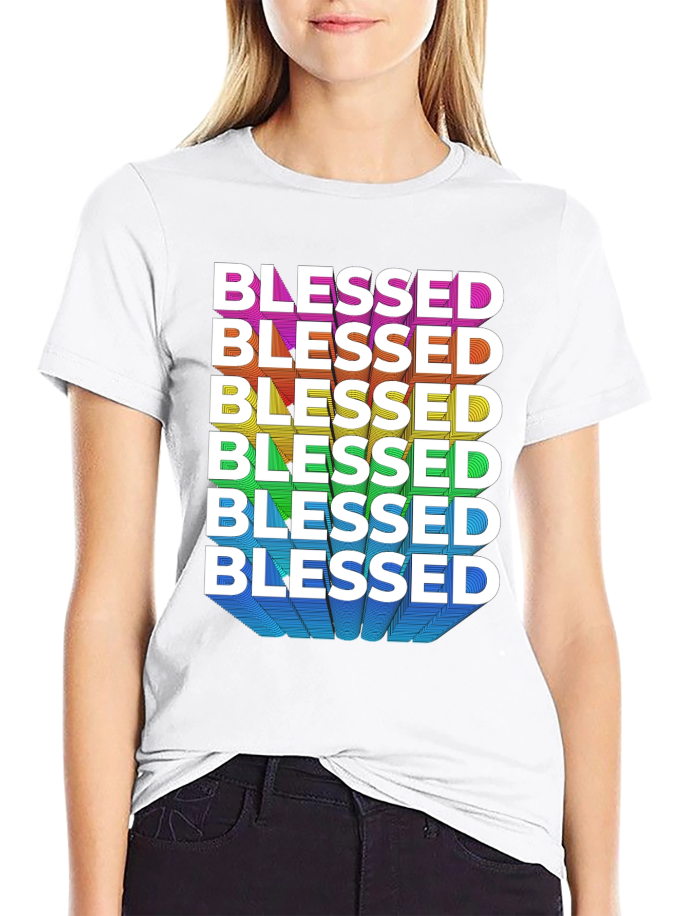 Blessed Rainbow Graphic Tee - Black