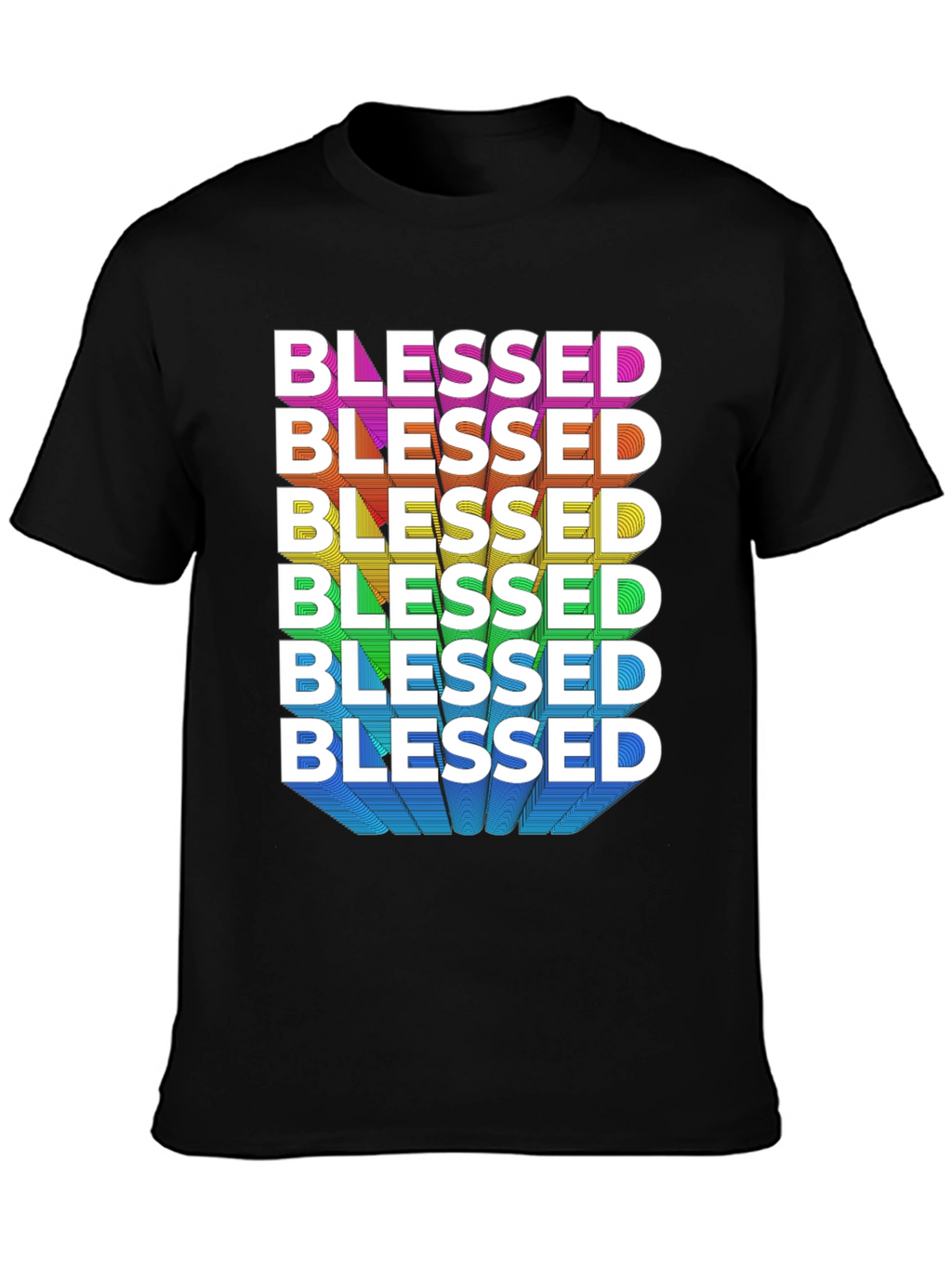 Blessed Rainbow Graphic Tee - Black