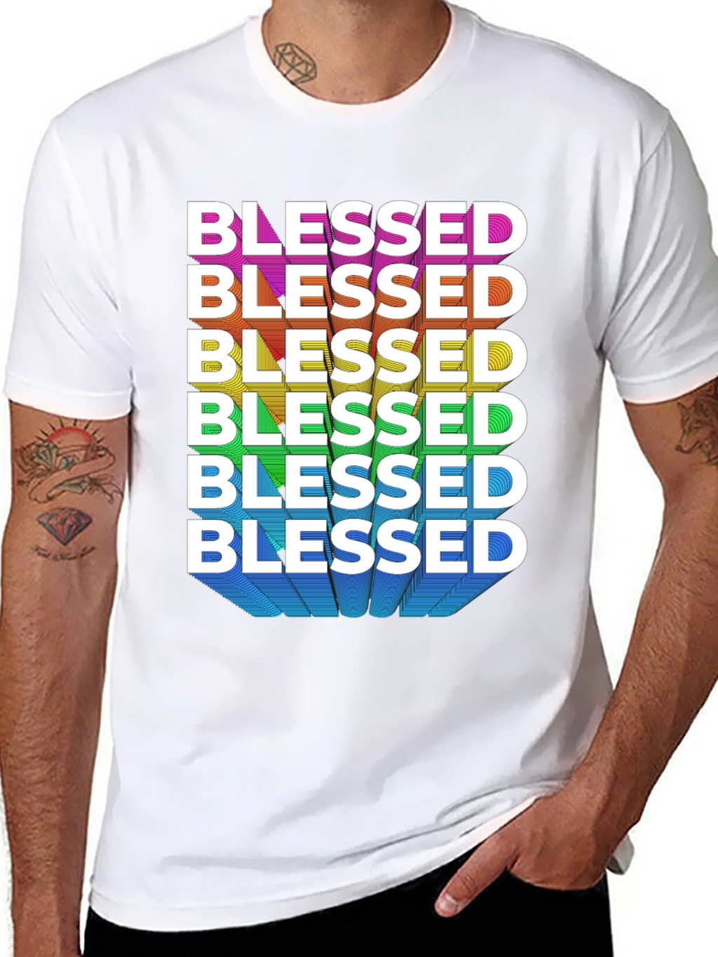 Blessed Rainbow Graphic Tee - Black