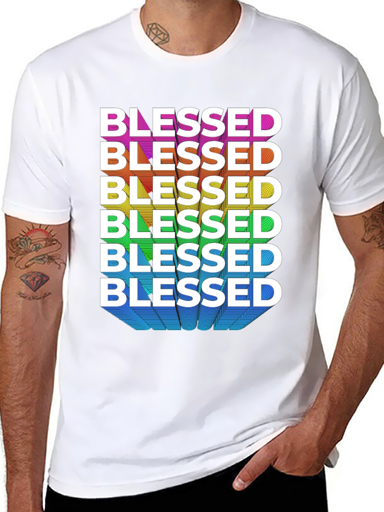 Blessed Rainbow Graphic Tee - Black