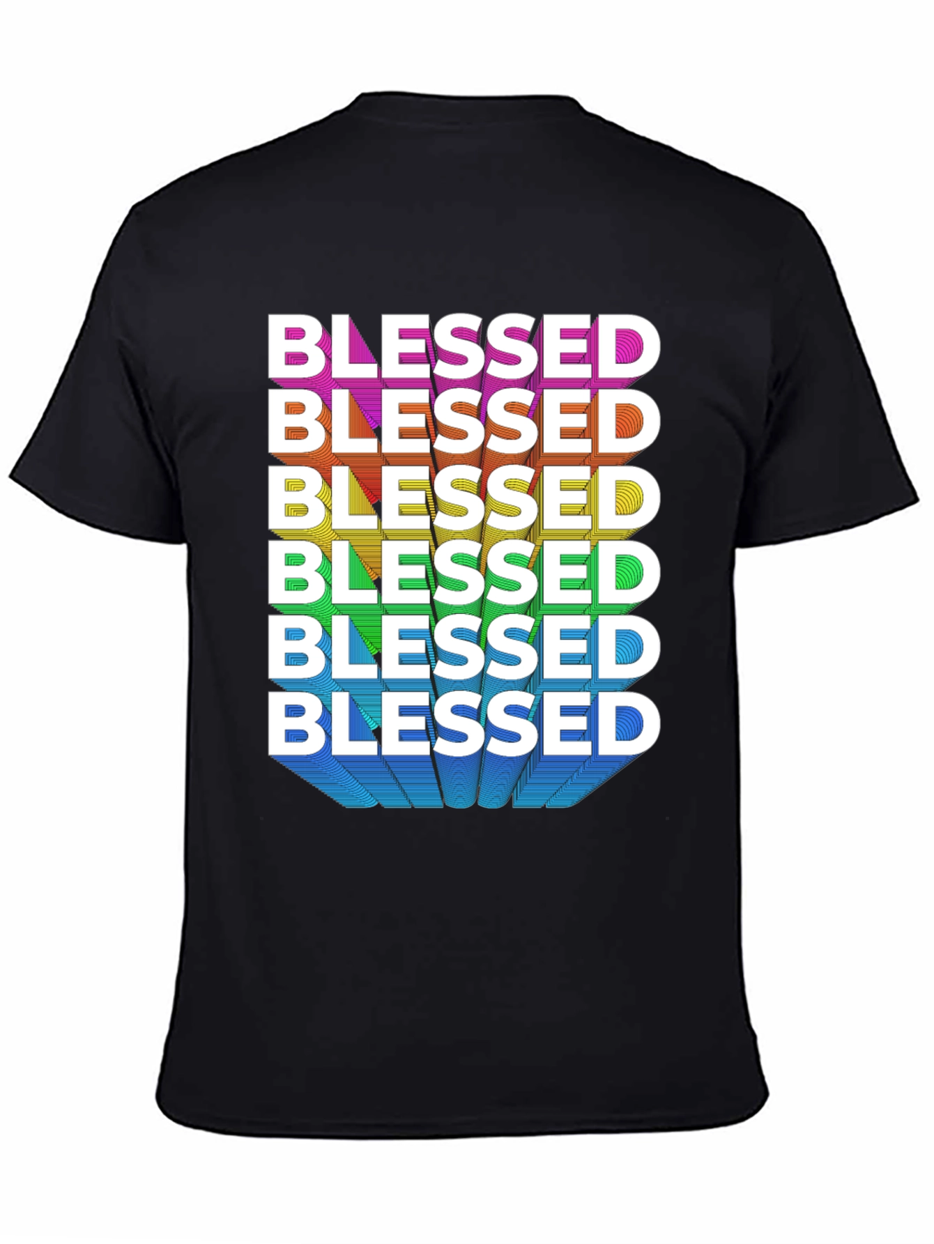 Blessed Rainbow Graphic Tee - Black