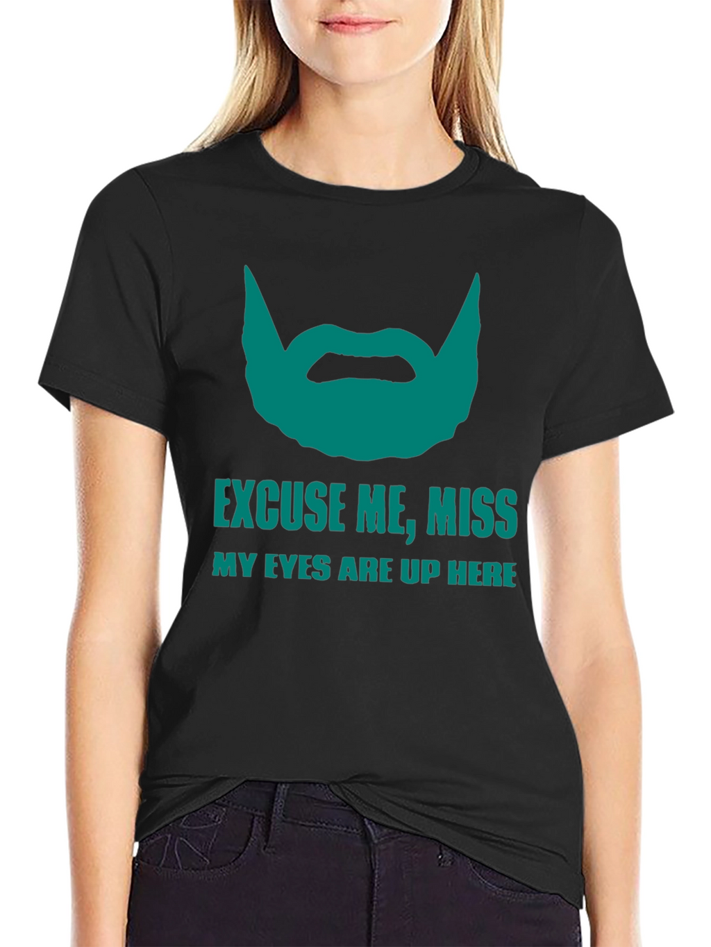 Funny Beard Graphic T-Shirt - Eyes Up Here