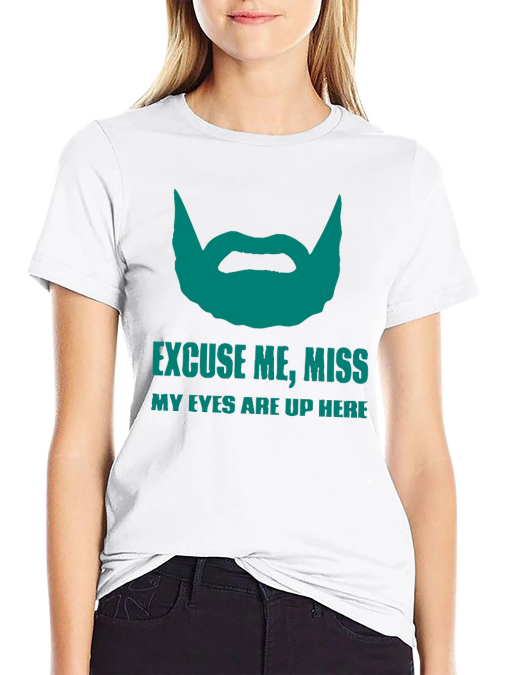 Funny Beard Graphic T-Shirt - Eyes Up Here