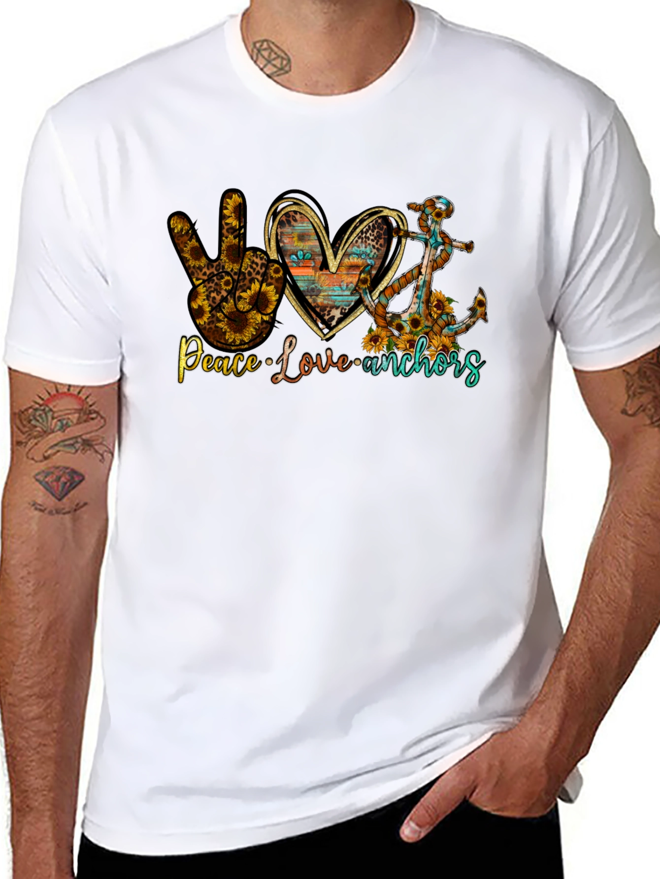 Peace Love Anchors Graphic T-Shirt