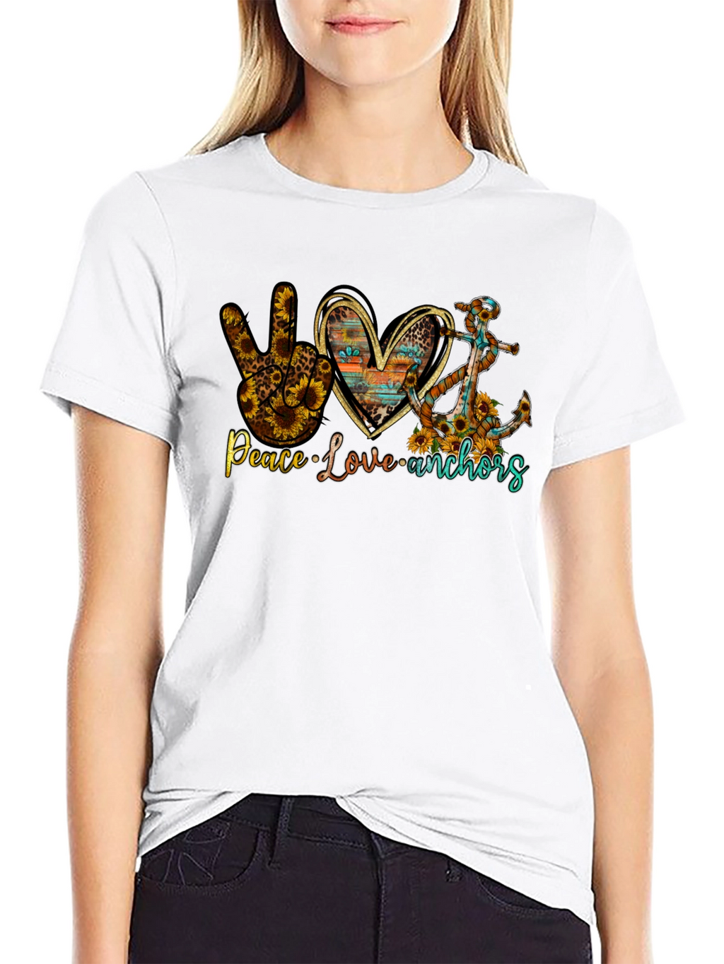 Peace Love Anchors Graphic T-Shirt