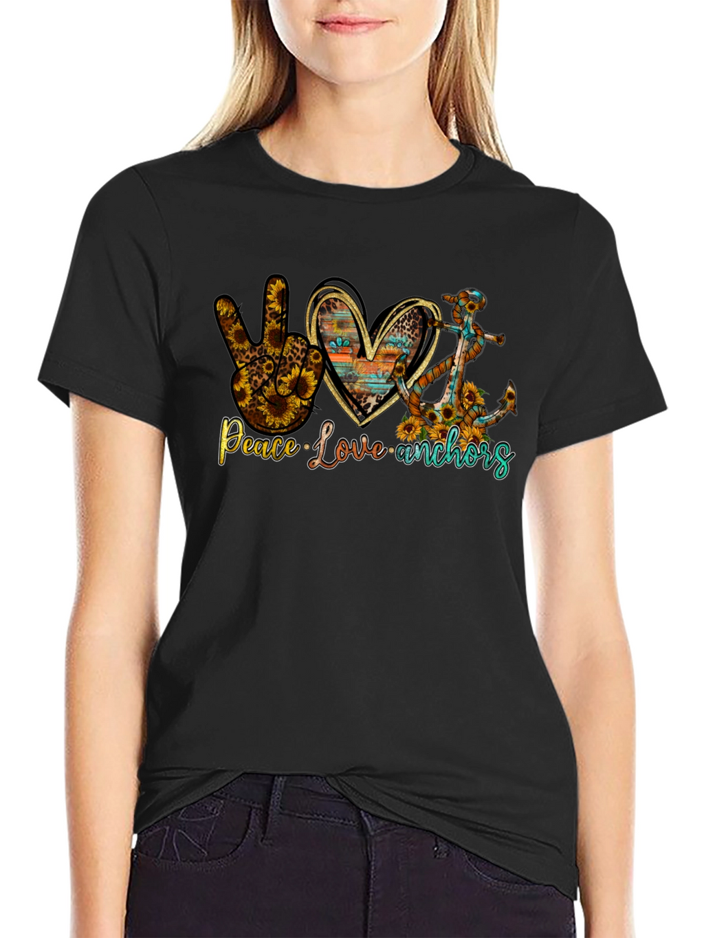 Peace Love Anchors Graphic T-Shirt