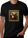 Dabbing Mona Lisa Graphic Tee - Black
