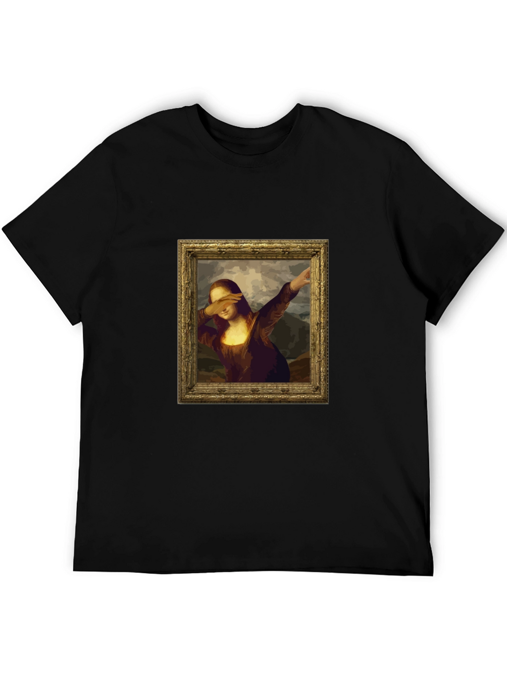 Dabbing Mona Lisa Graphic Tee - Black