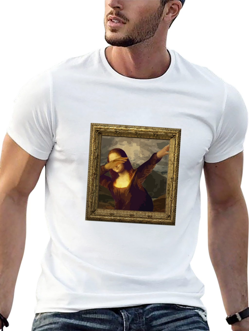 Dabbing Mona Lisa Graphic Tee - Black