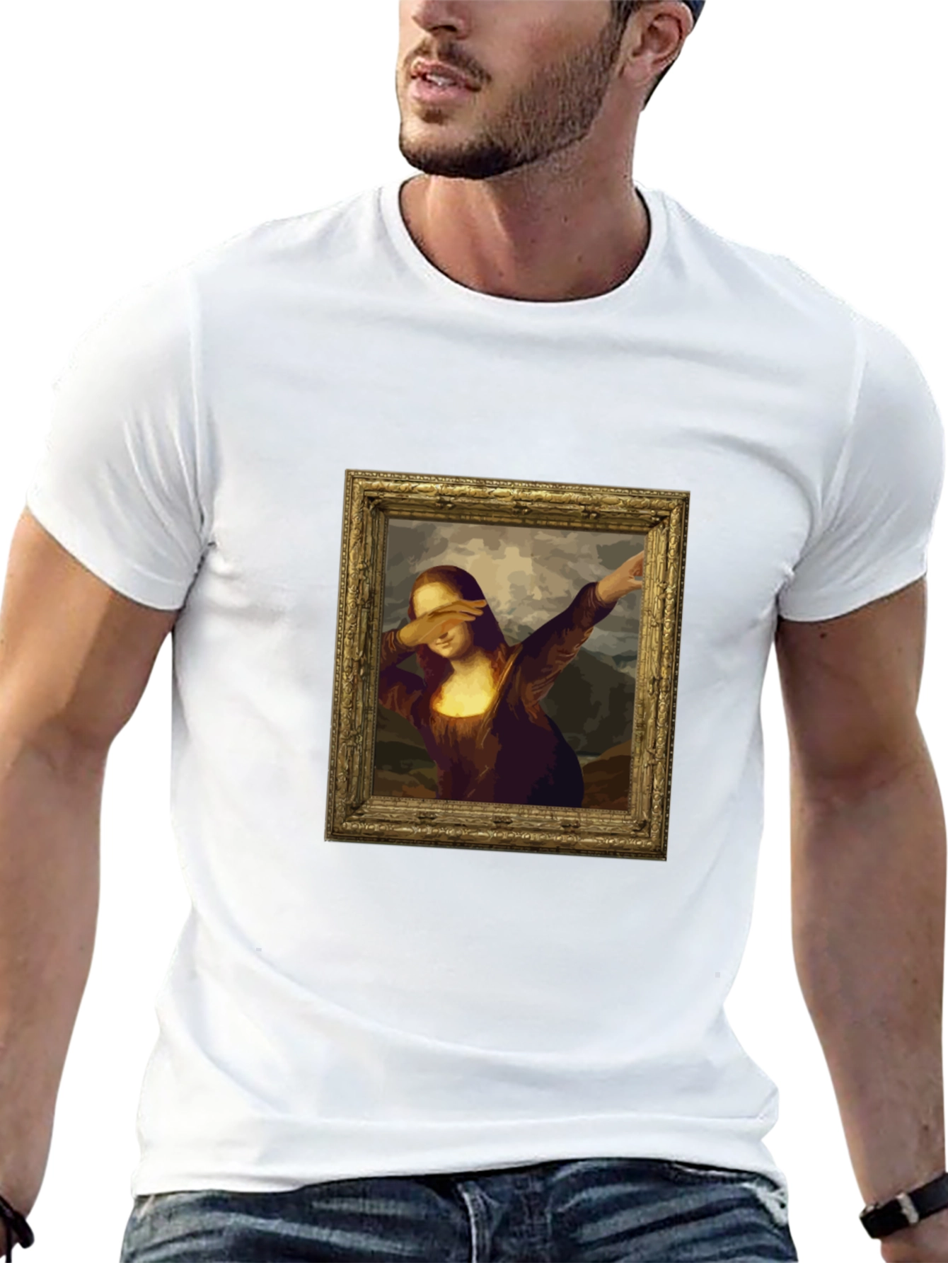 Dabbing Mona Lisa Graphic Tee - Black