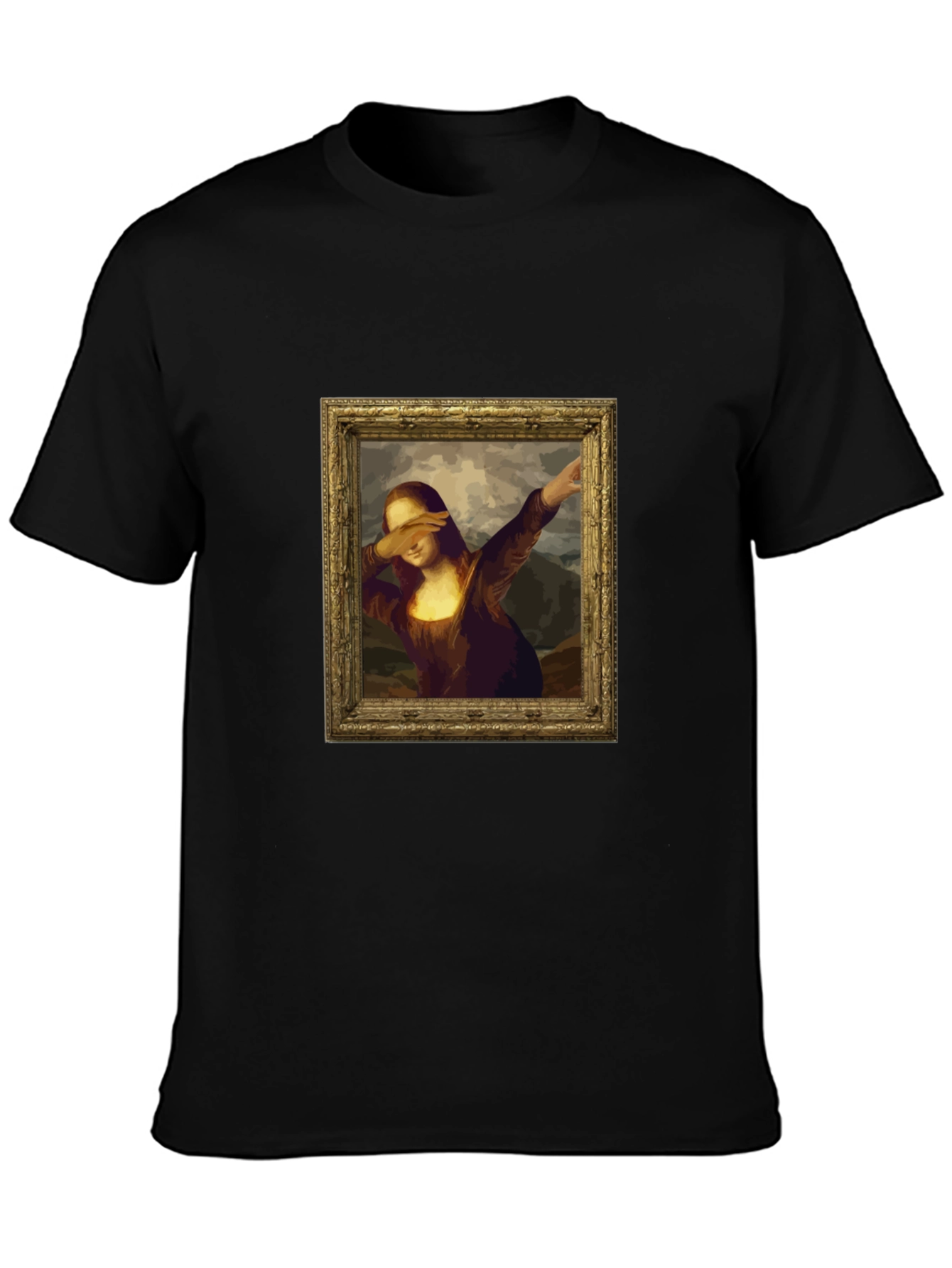 Dabbing Mona Lisa Graphic Tee - Black