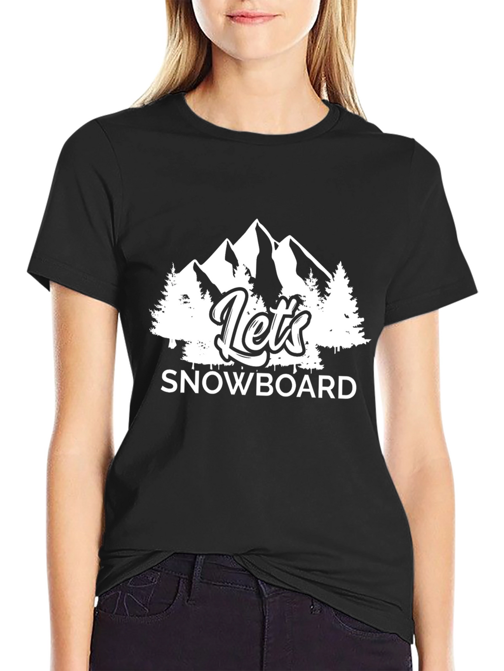 Lets Snowboard Black Graphic T-Shirt
