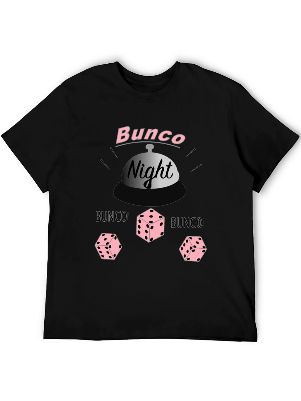 Bunco Night Black T-Shirt with Dice Graphic