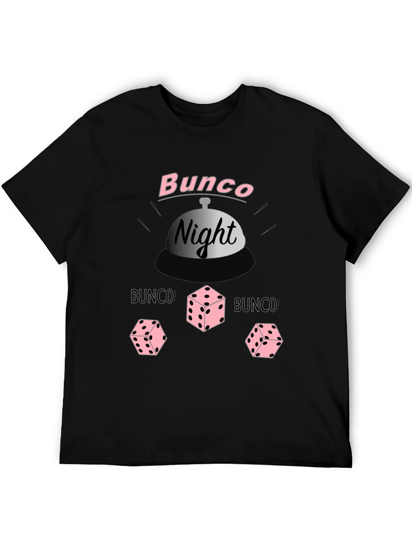Bunco Night Black T-Shirt with Dice Graphic