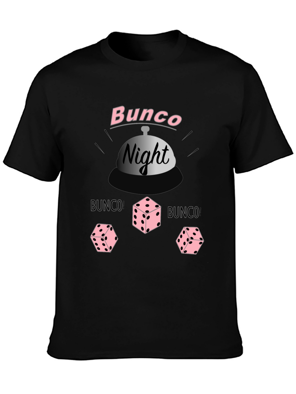 Bunco Night Black T-Shirt with Dice Graphic