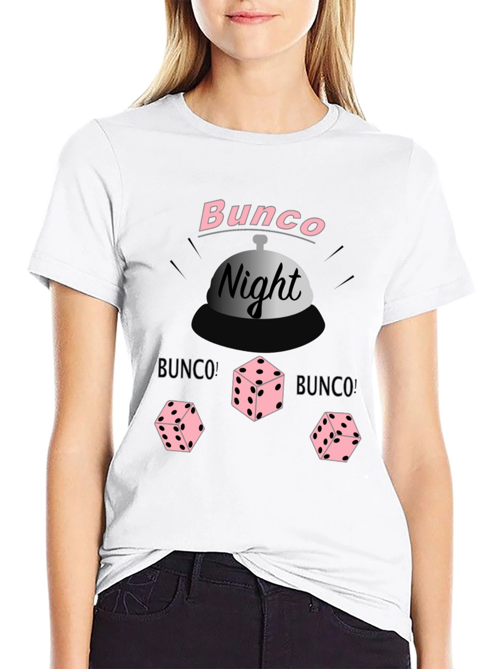 Bunco Night Black T-Shirt with Dice Graphic