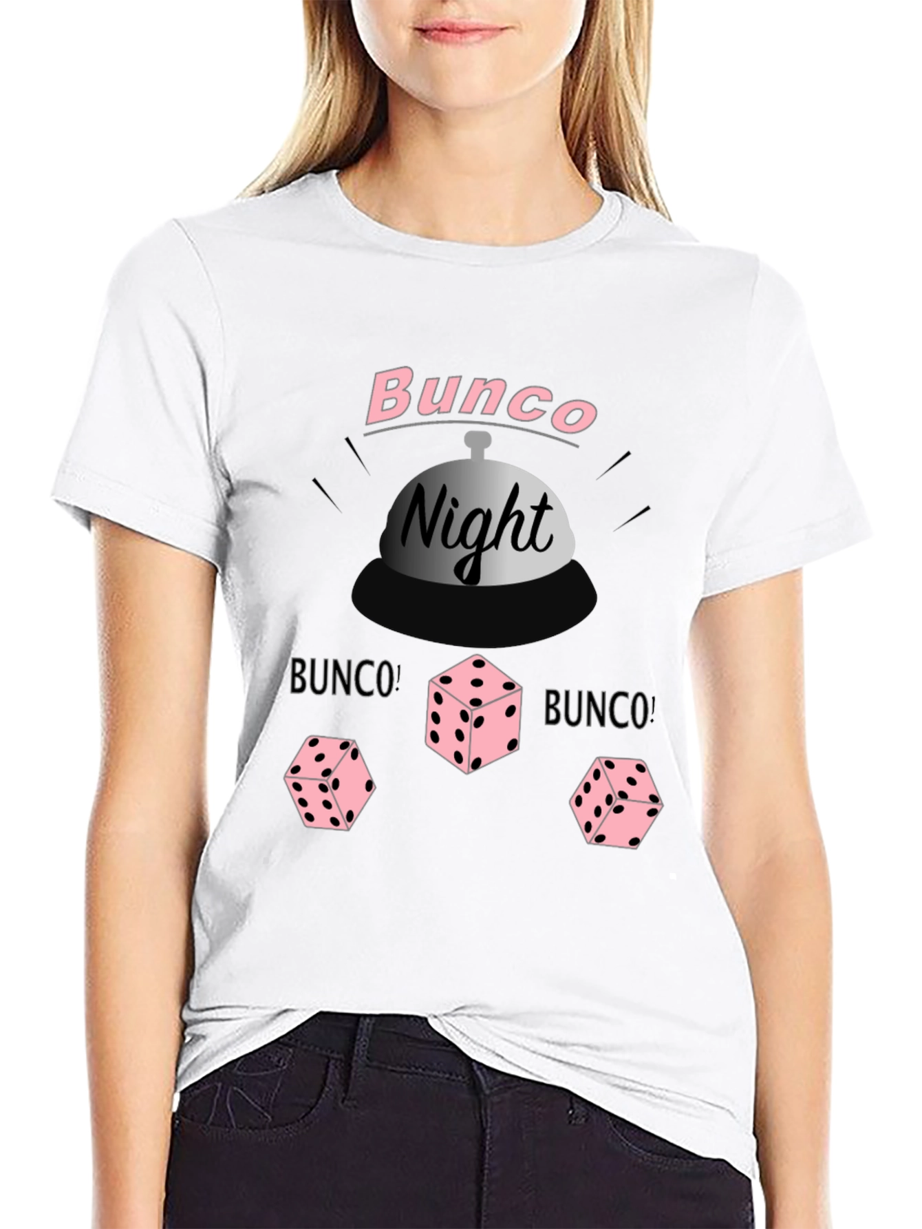 Bunco Night Black T-Shirt with Dice Graphic