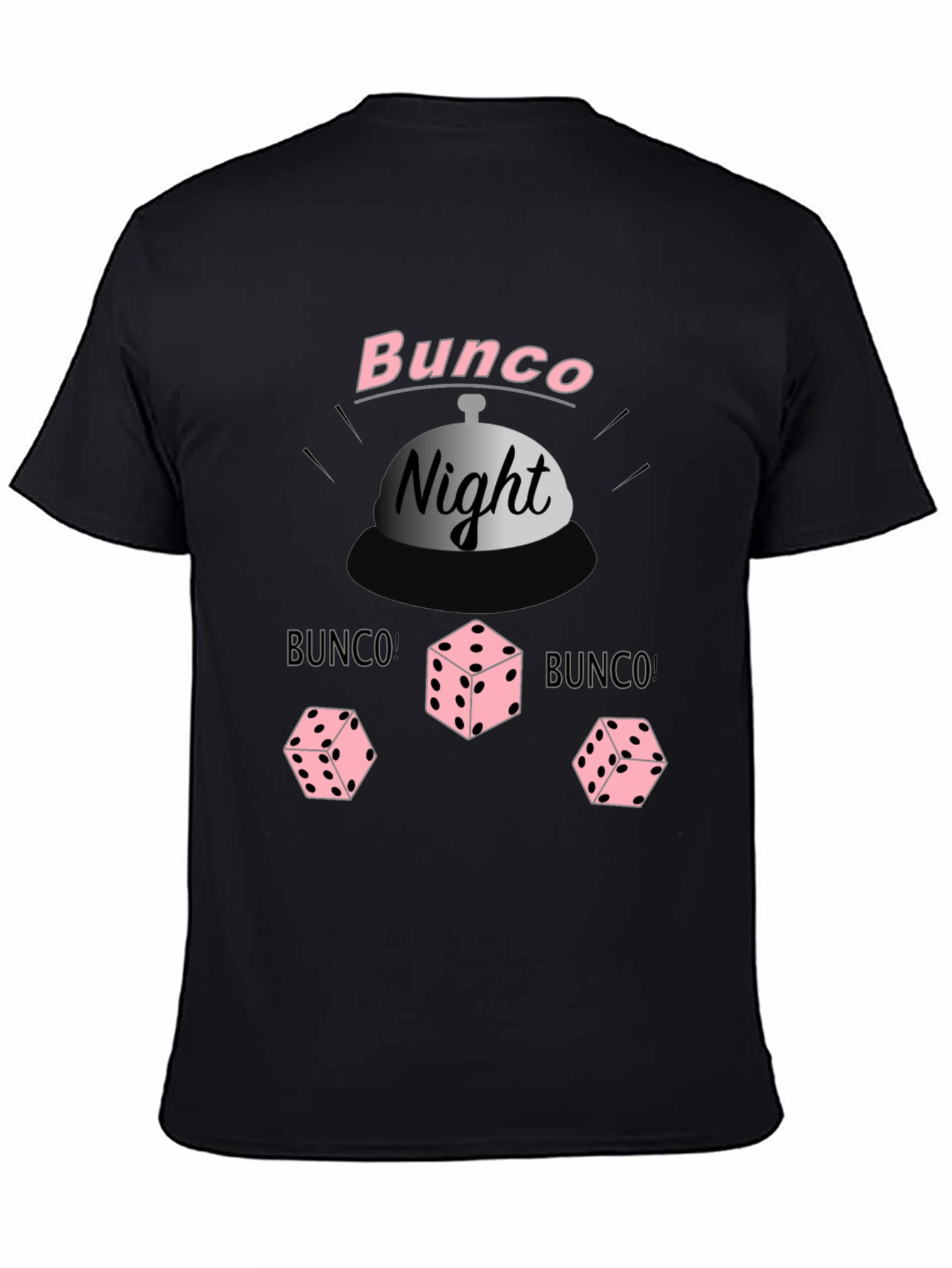 Bunco Night Black T-Shirt with Dice Graphic