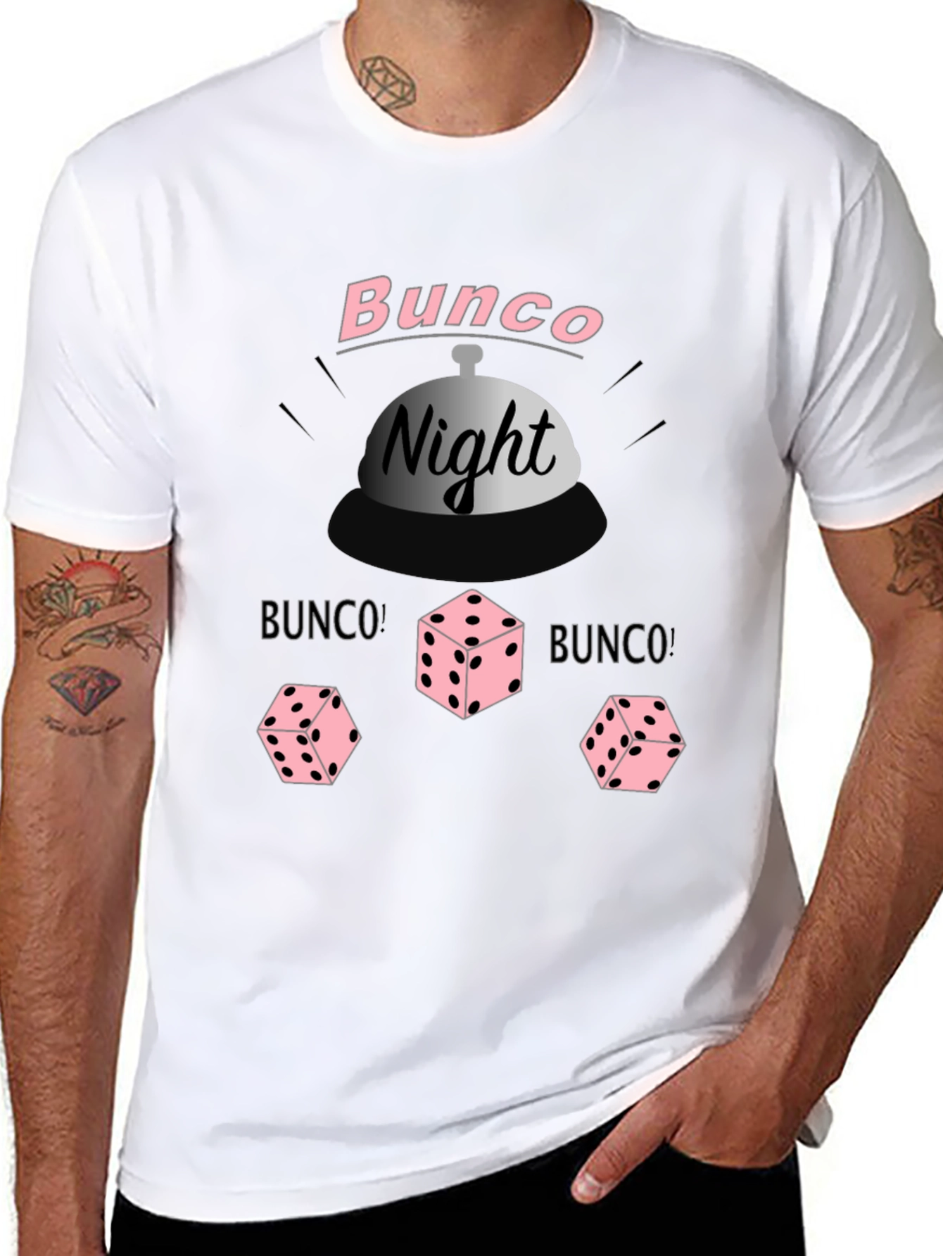 Bunco Night Black T-Shirt with Dice Graphic