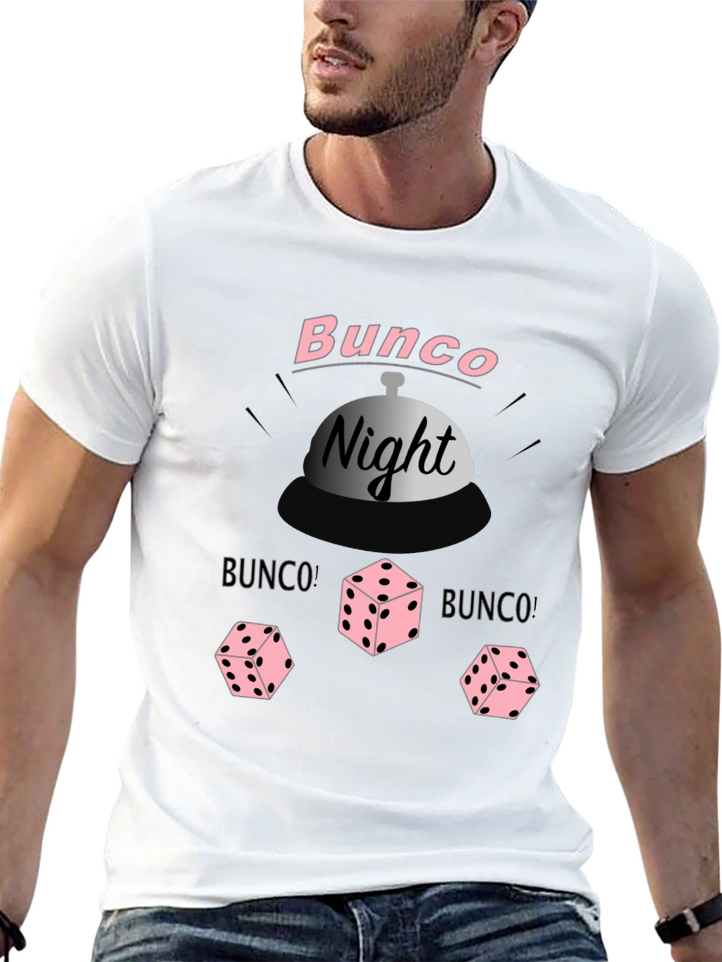 Bunco Night Black T-Shirt with Dice Graphic