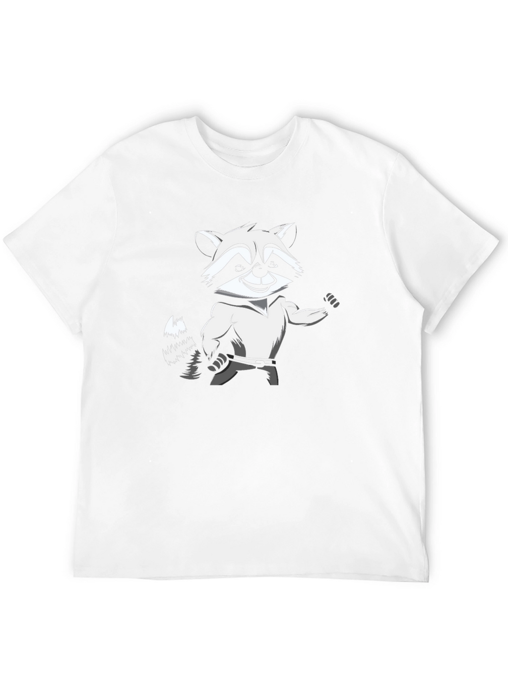 Raccoon Cartoon Graphic Tee - Black