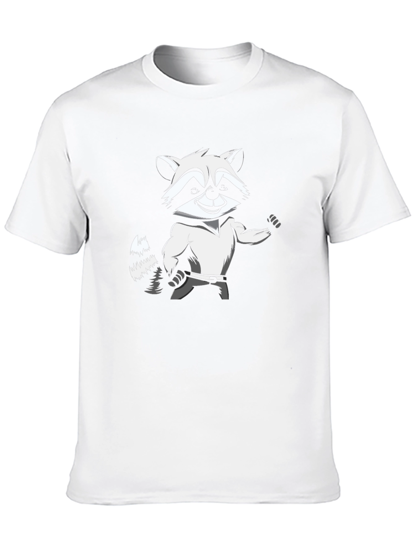 Raccoon Cartoon Graphic Tee - Black
