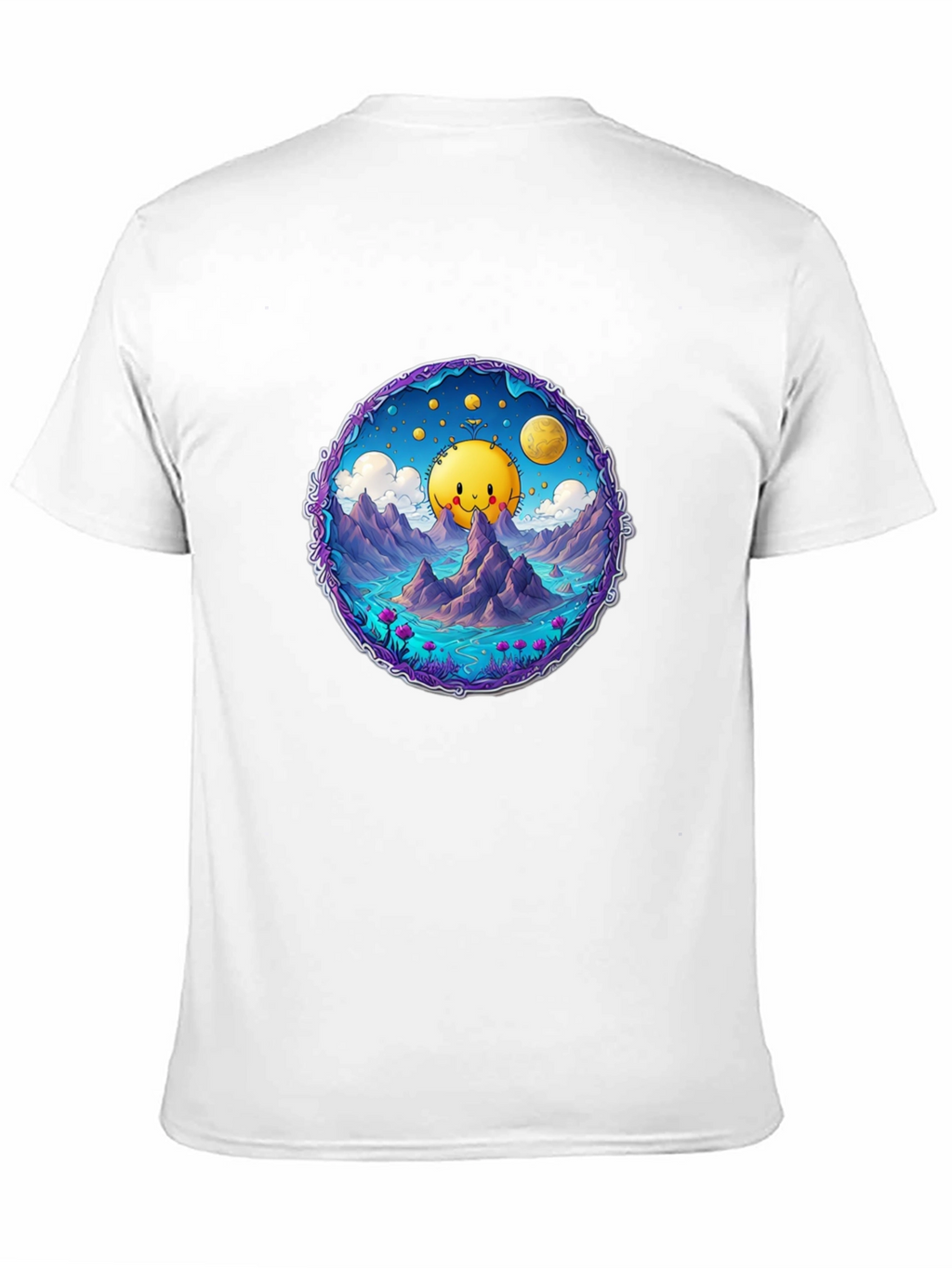 Cartoon Sun T-Shirt - Black Cotton Tee