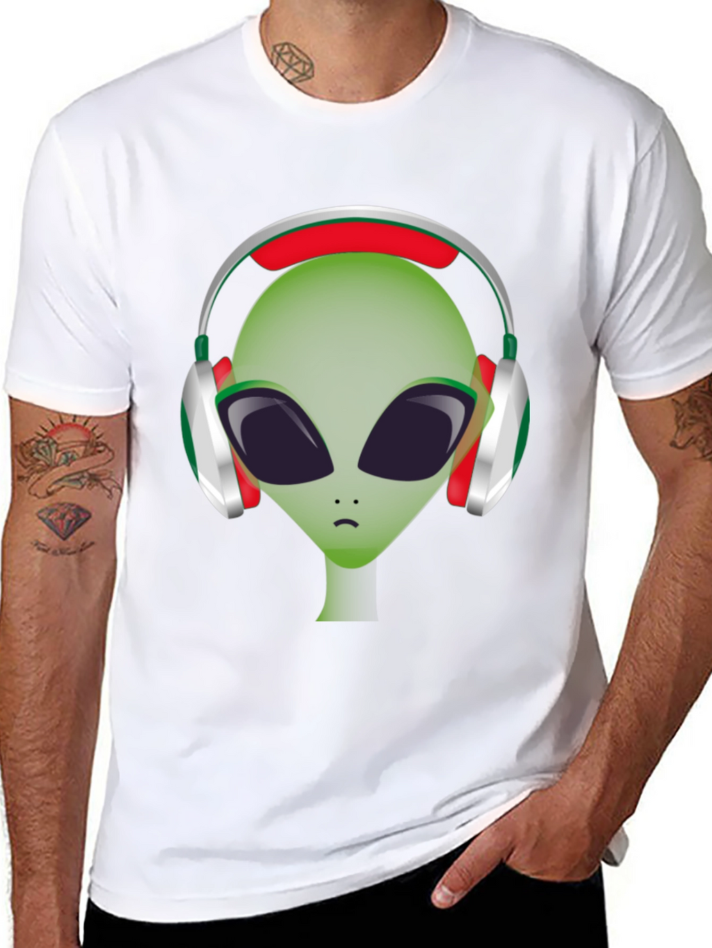 Alien DJ T-Shirt - Green Headphone Graphic Tee