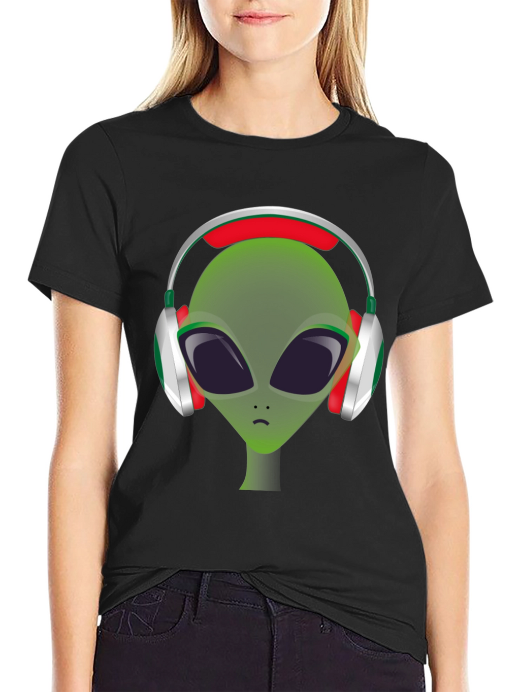 Alien DJ T-Shirt - Green Headphone Graphic Tee
