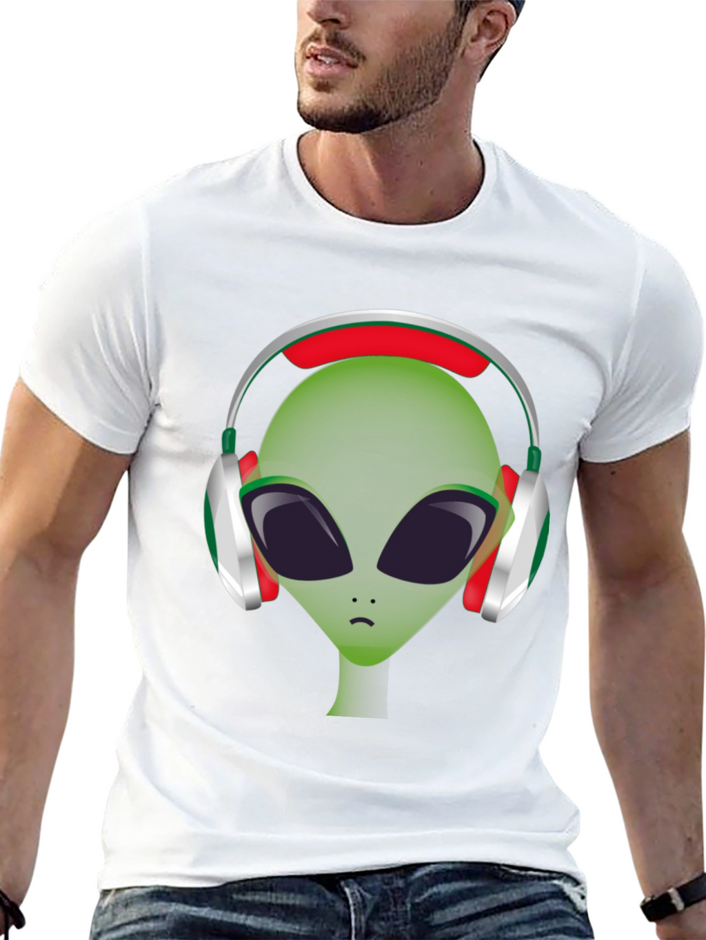 Alien DJ T-Shirt - Green Headphone Graphic Tee