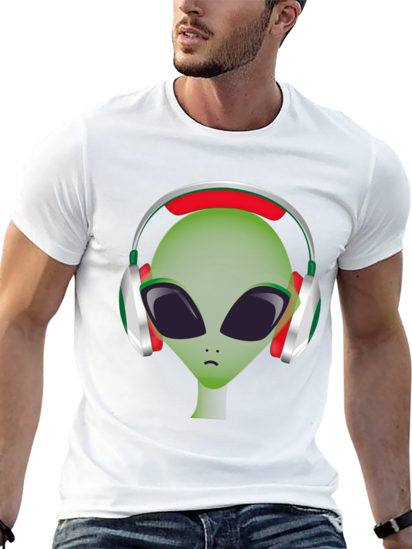 Alien DJ T-Shirt - Green Headphone Graphic Tee