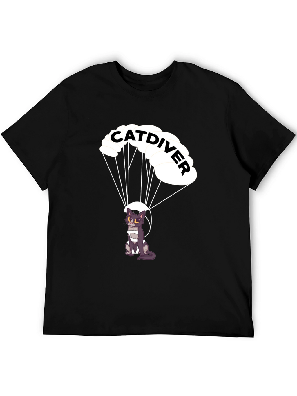 Catdiver T-Shirt - Parachuting Cat Design