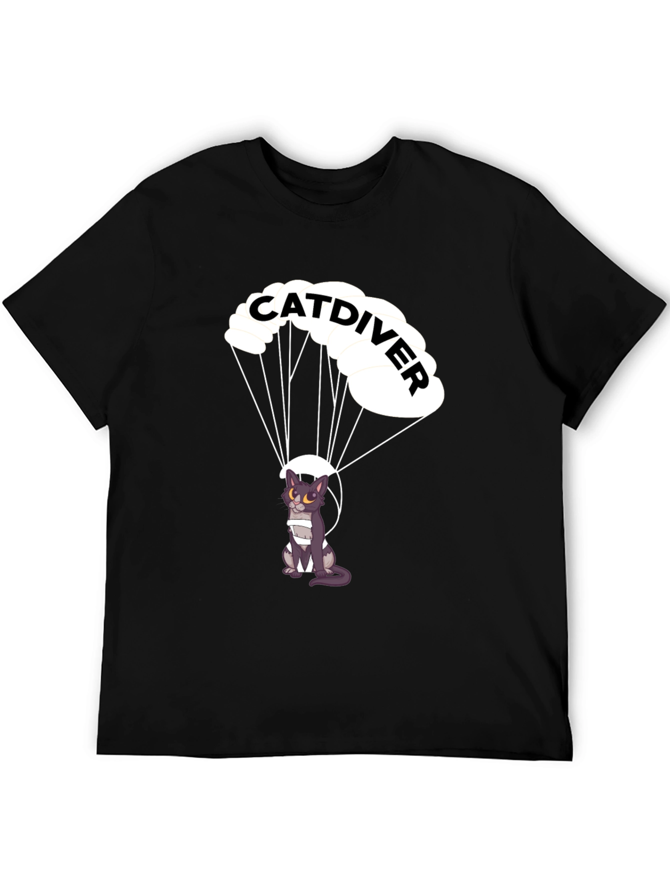 Catdiver T-Shirt - Parachuting Cat Design