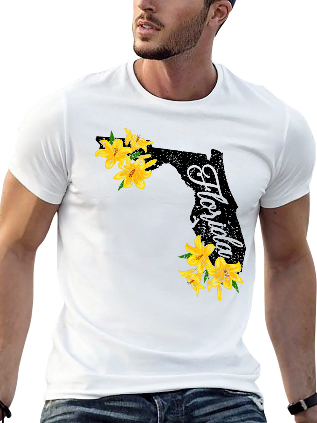 Floral Florida State Black T-Shirt