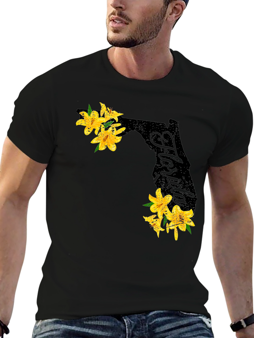 Floral Florida State Black T-Shirt