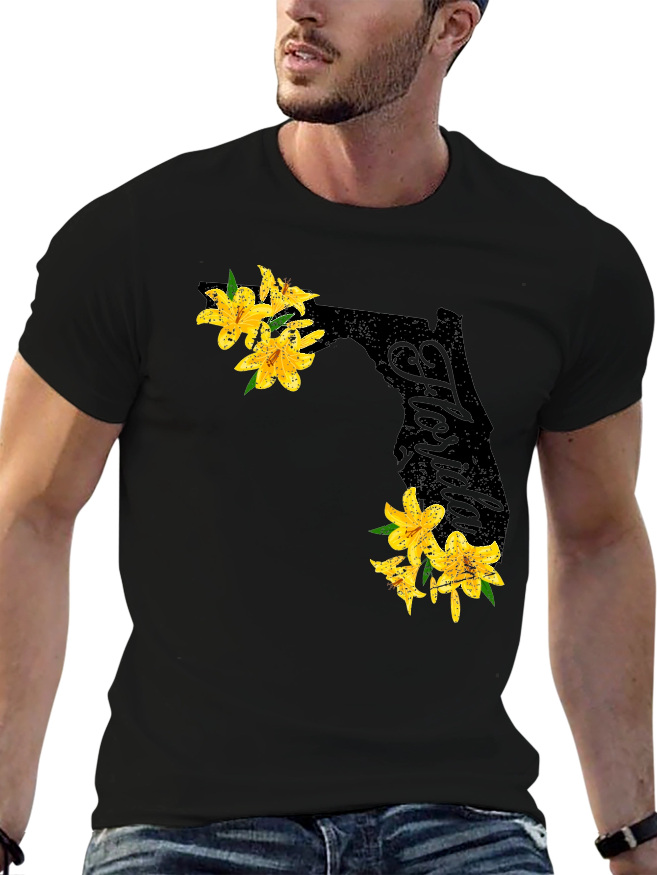Floral Florida State Black T-Shirt