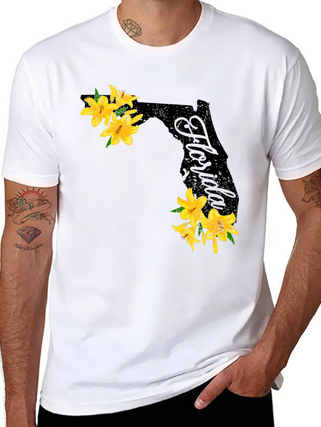 Floral Florida State Black T-Shirt