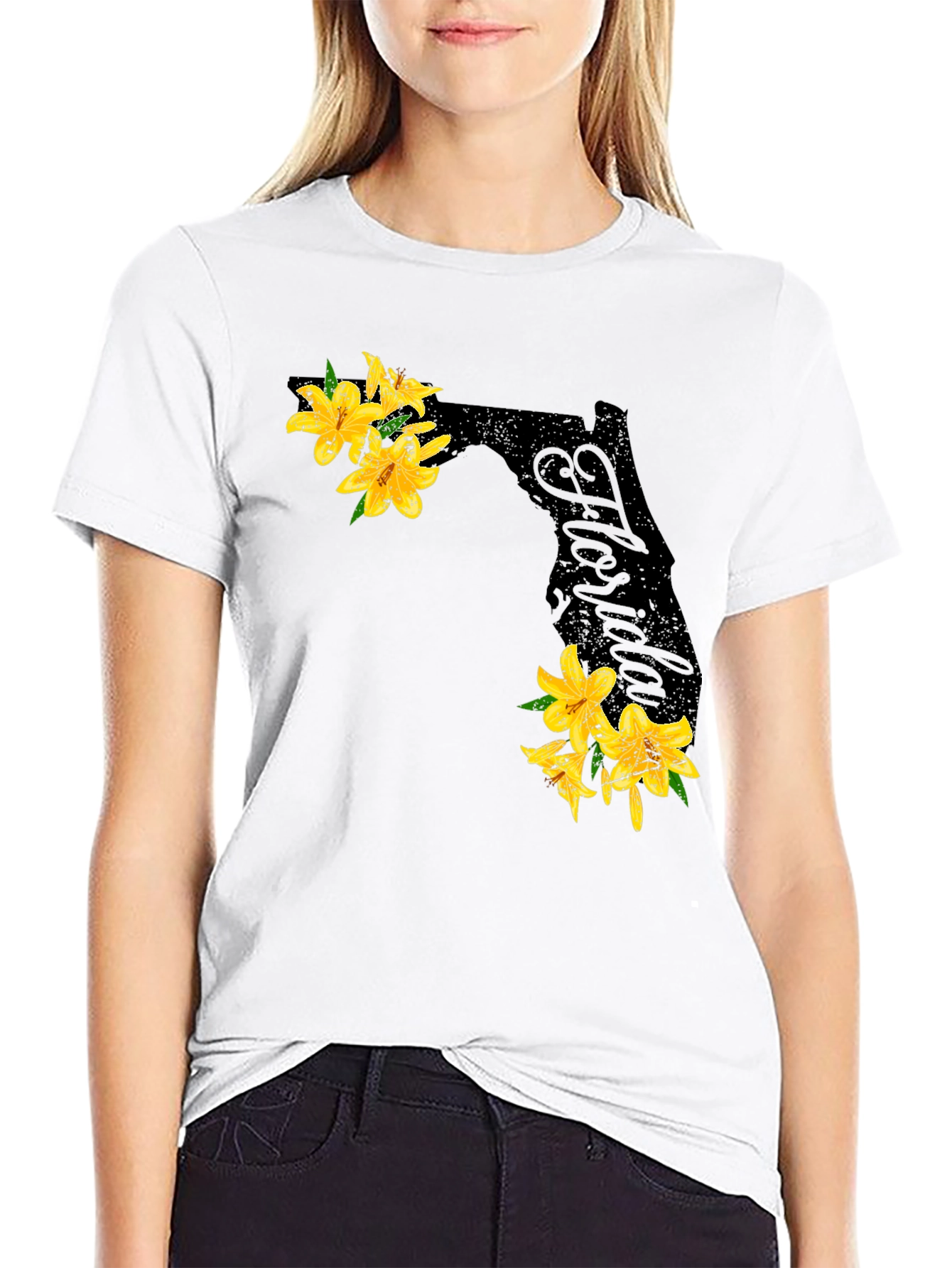 Floral Florida State Black T-Shirt