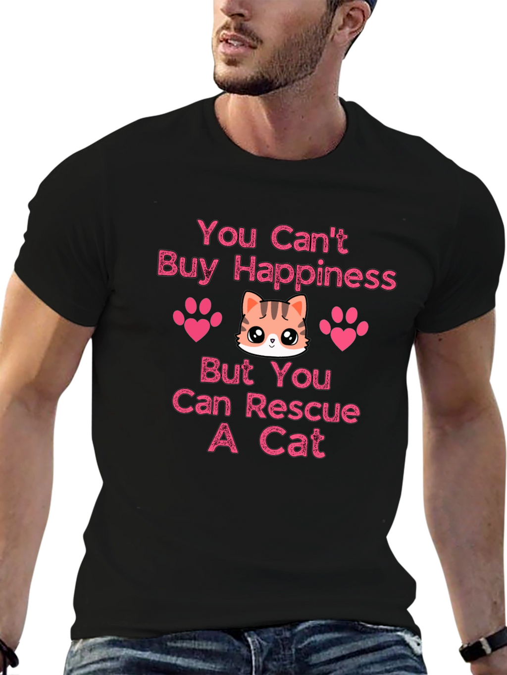 You Cant Buy Happiness Rescue Cat T-Shirt