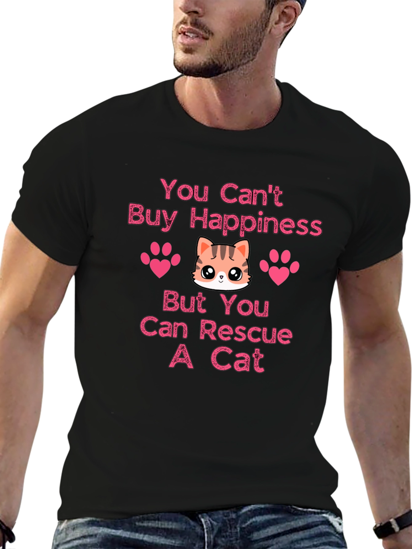 You Cant Buy Happiness Rescue Cat T-Shirt