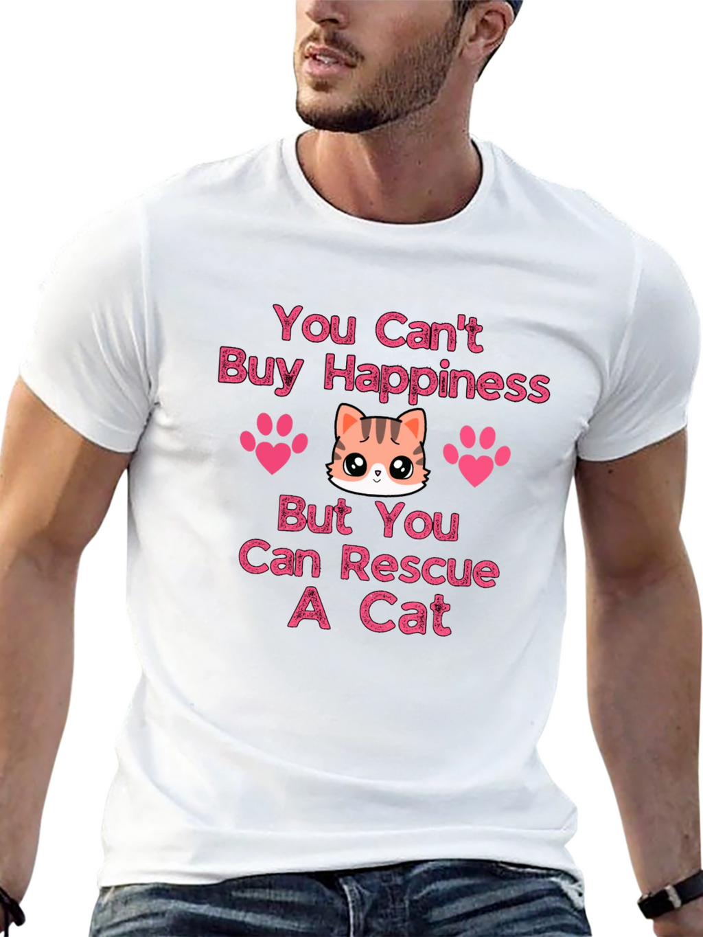 You Cant Buy Happiness Rescue Cat T-Shirt