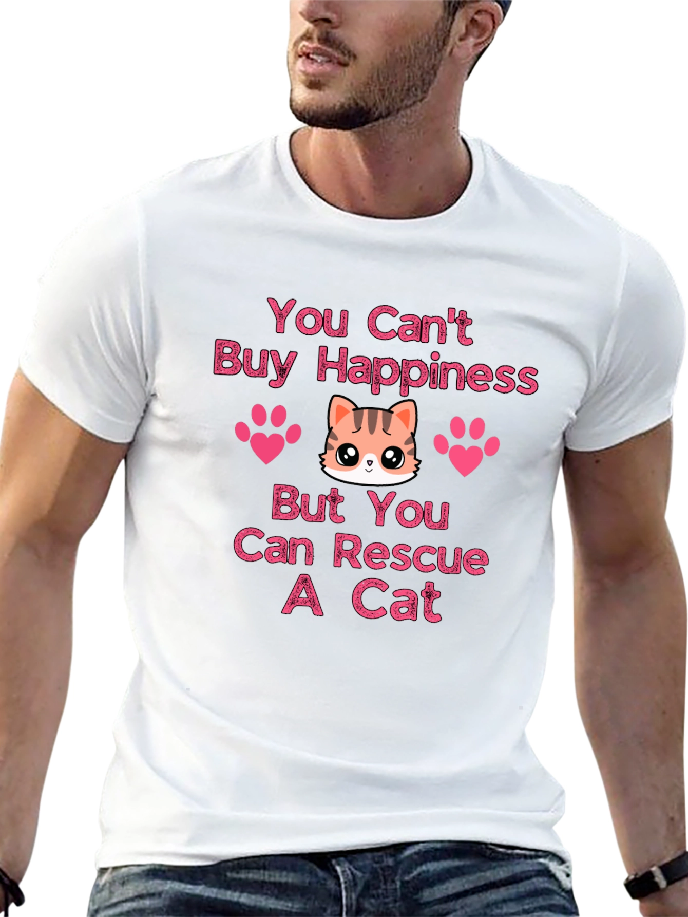 You Cant Buy Happiness Rescue Cat T-Shirt