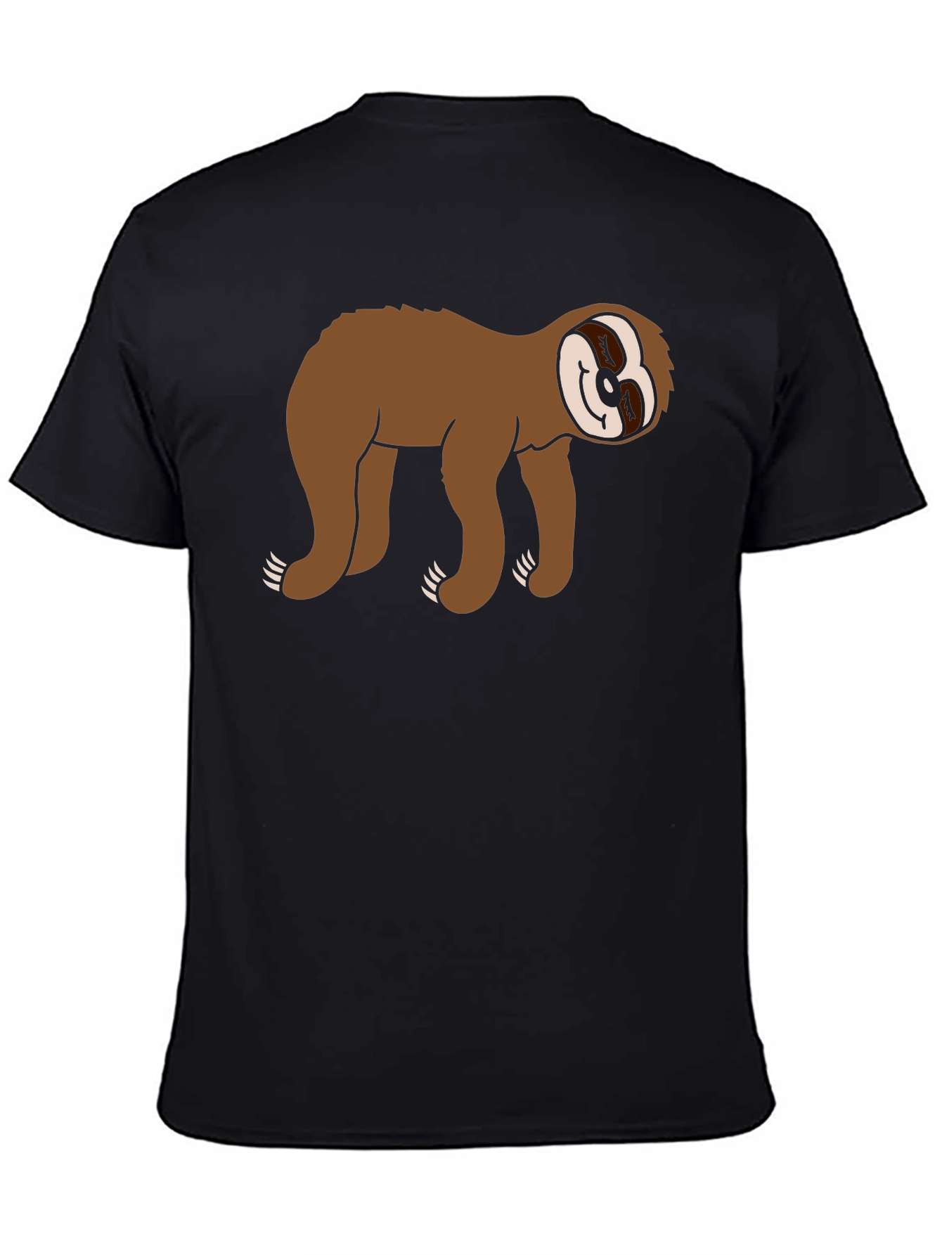 Sloth Graphic Tee - Black Cotton Casual Wear