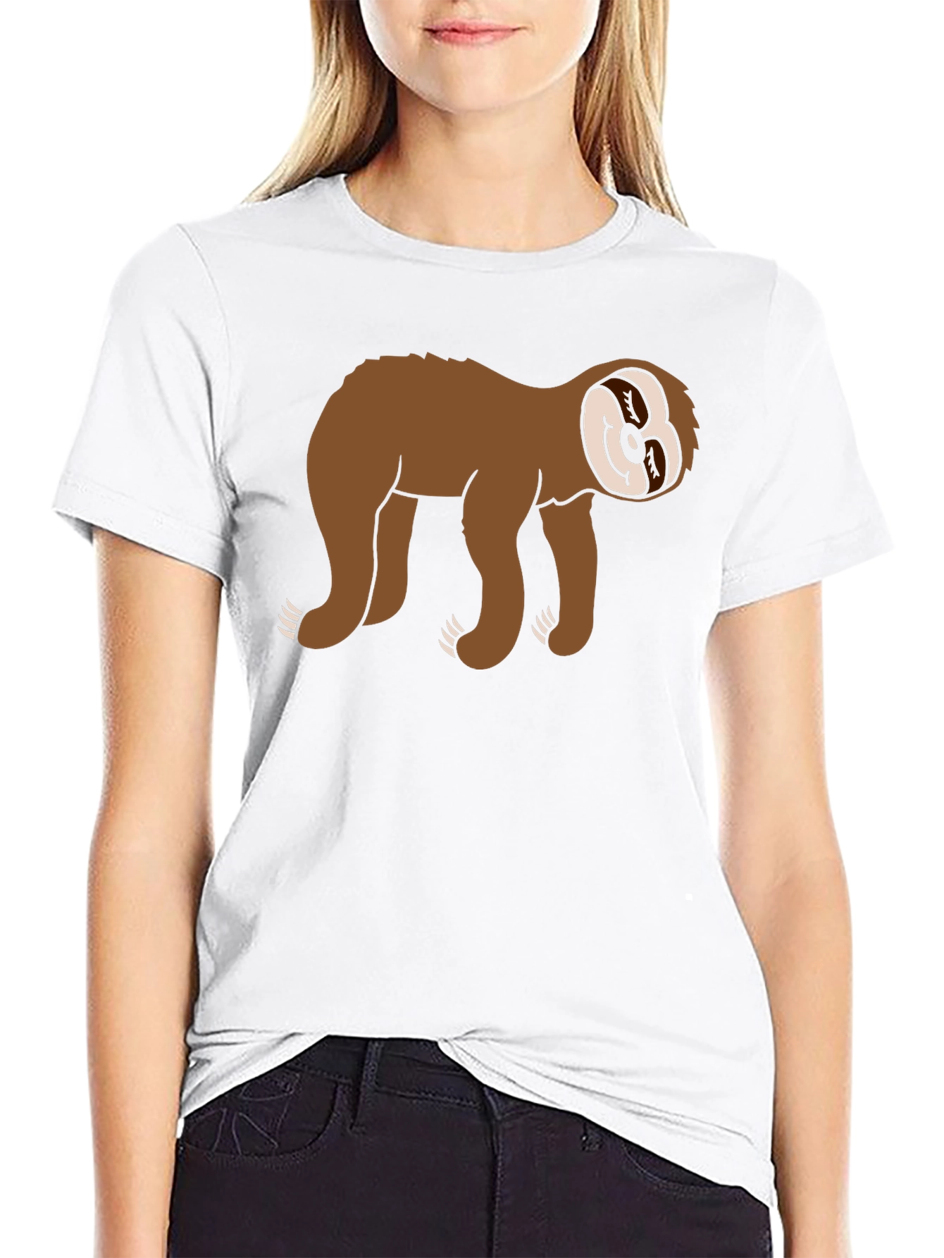 Sloth Graphic Tee - Black Cotton Casual Wear