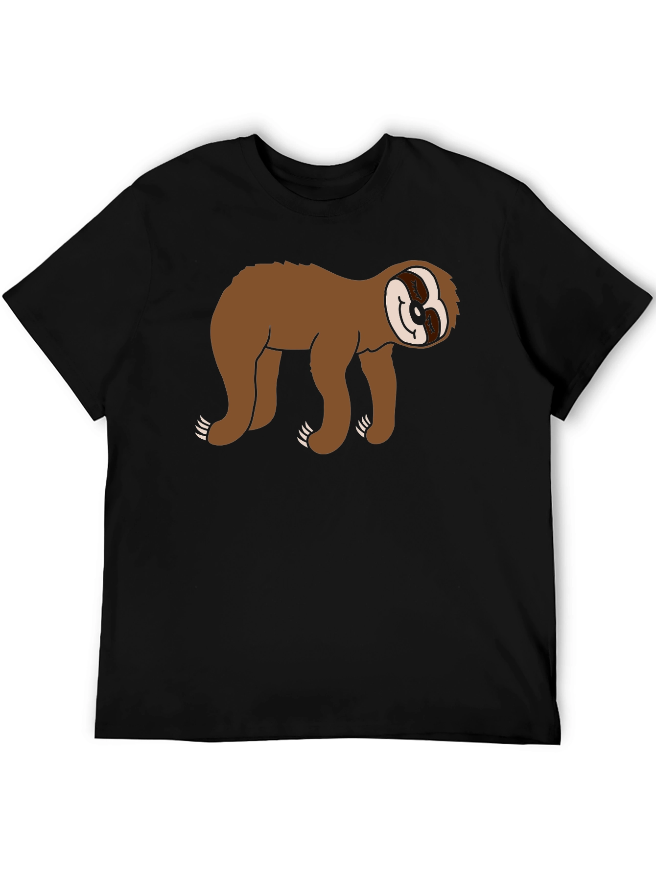 Sloth Graphic Tee - Black Cotton Casual Wear